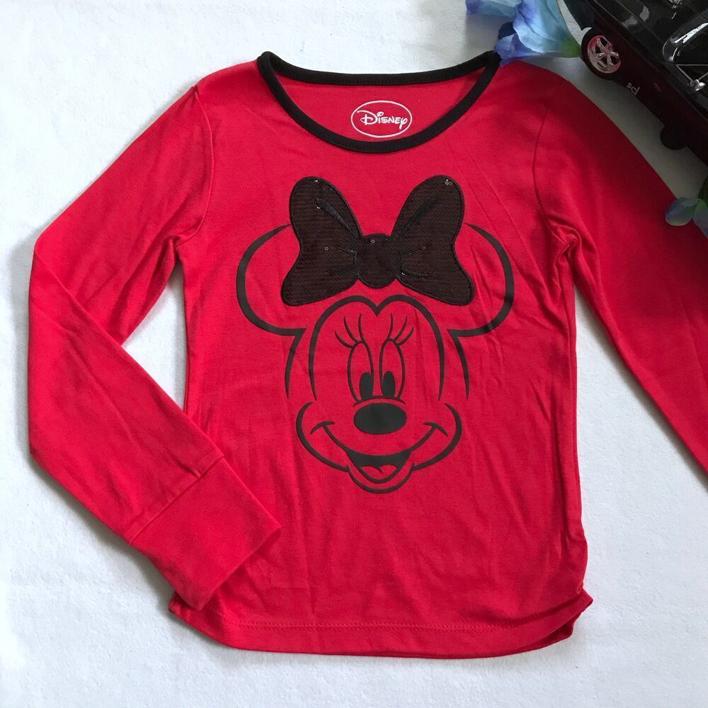 Disney NWOT Minnie Mouse Long Sleeves Red Shirt Girls 7/8 - Picture 2 of 8